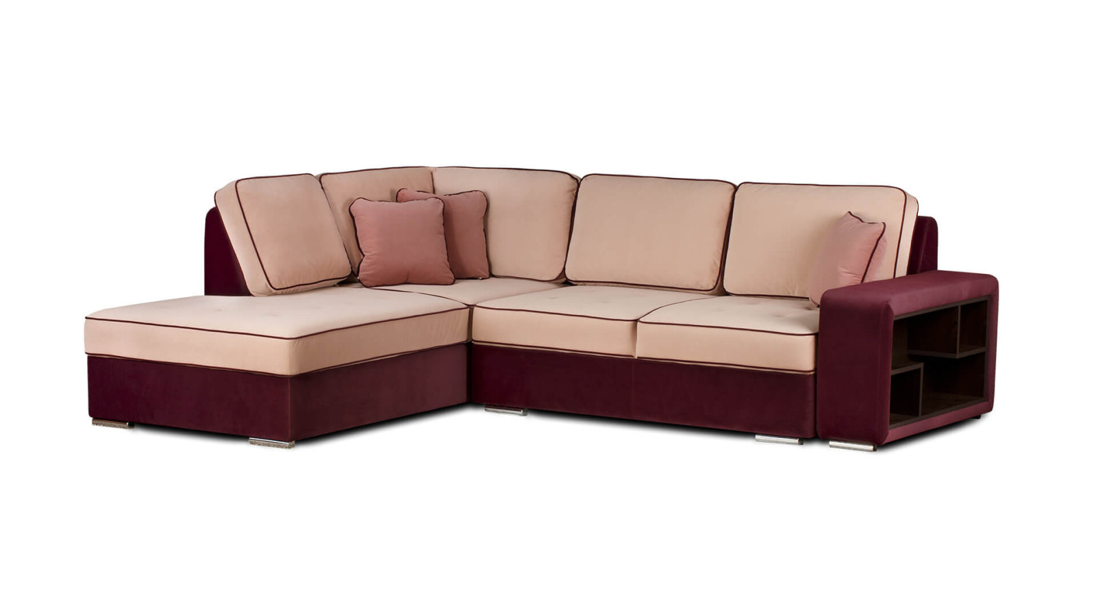 Γωνιακός καναπές SENA με κρεβάτι, αποθηκευτικό χώρο & ραφιέρα | NANI