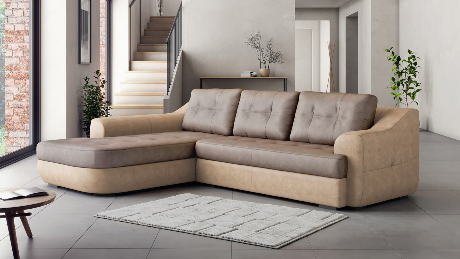 Γωνιακός καναπές HOLYWOOD με κρεβάτι, αποθηκευτικό χώρο & μηχανισμό PUMA | NANI